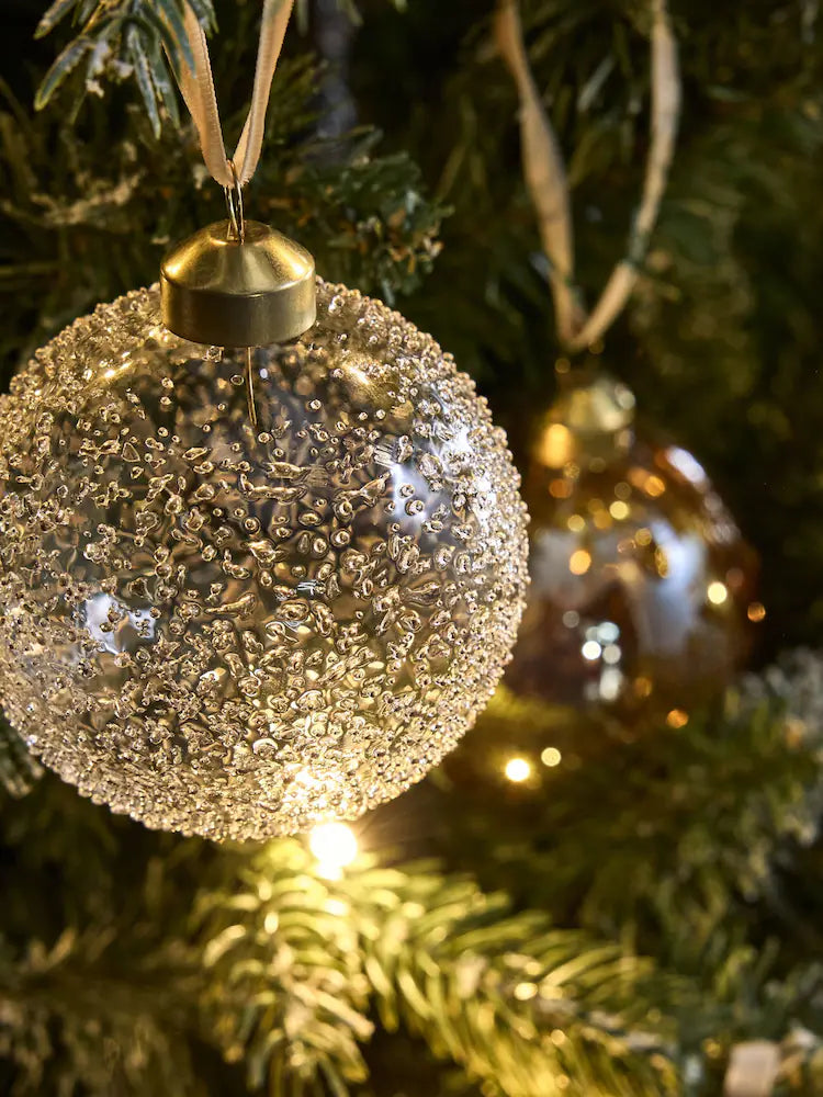 Next Uk Set of 9 Gold Luxe Glass Christmas Baubles (Diameter 80cm)