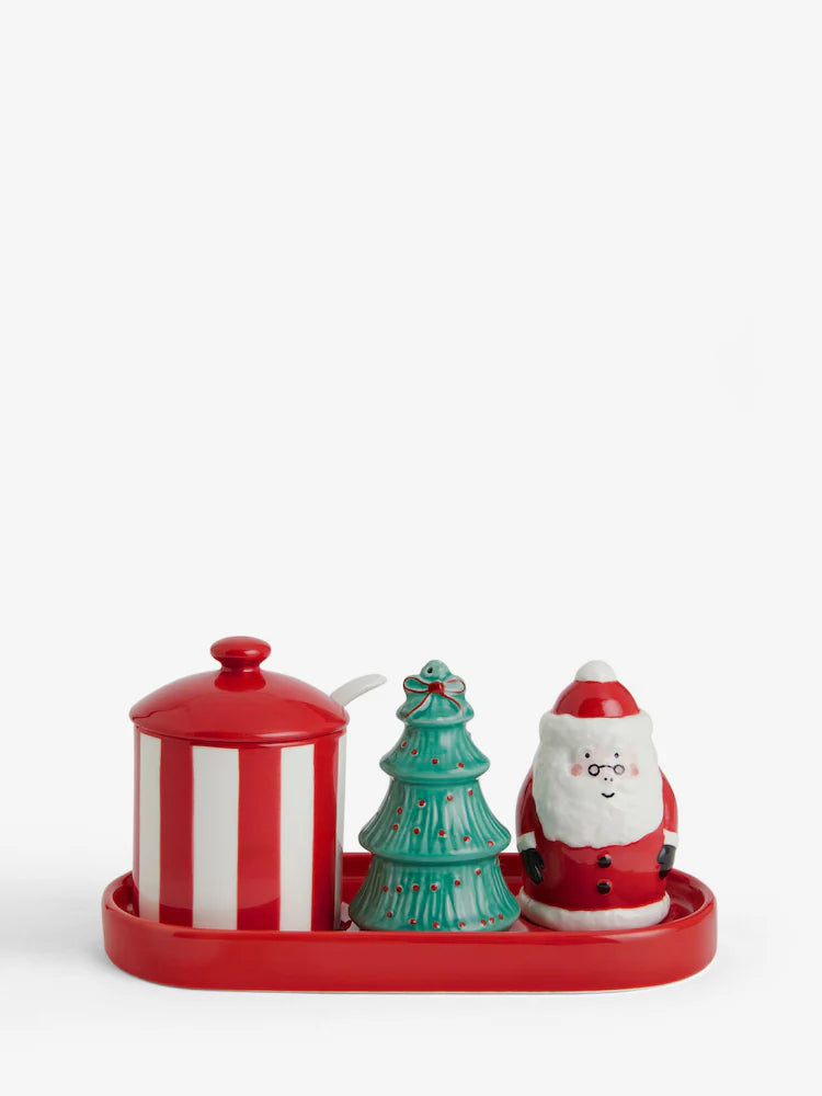 Next Uk Red Santa Centrepiece with Salt and Pepper Shakers AW2-341