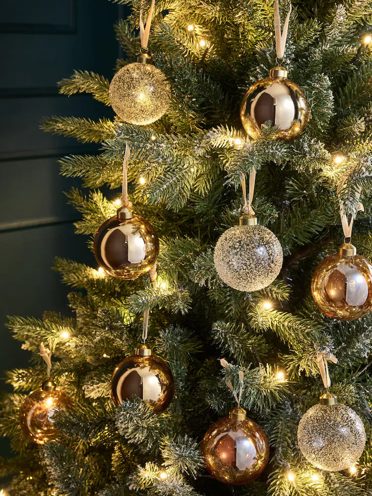 Next Uk Set of 9 Gold Luxe Glass Christmas Baubles (Diameter 80cm)