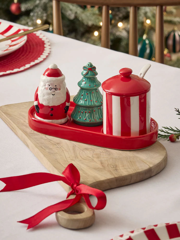 Next Uk Red Santa Centrepiece with Salt and Pepper Shakers AW2-341