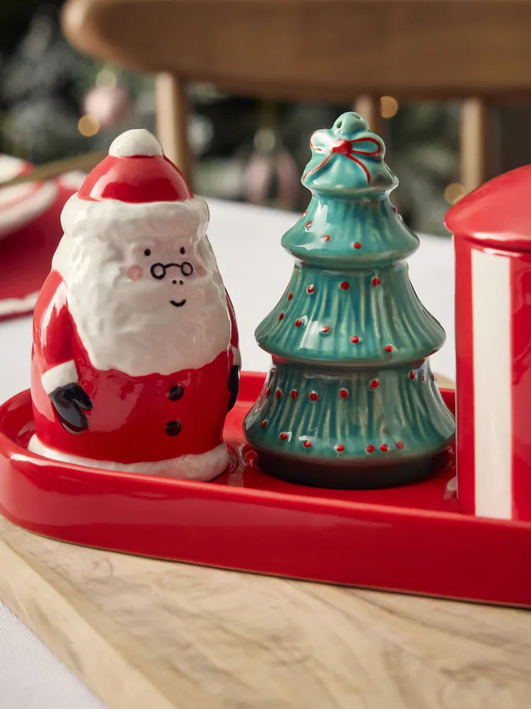 Next Uk Red Santa Centrepiece with Salt and Pepper Shakers AW2-341