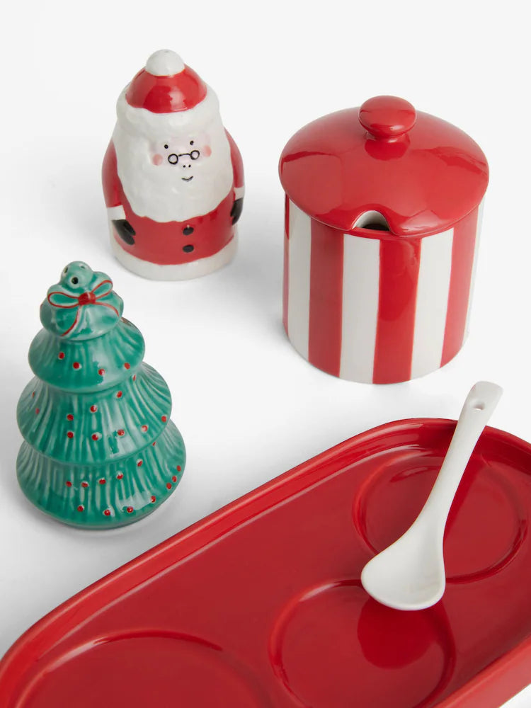 Next Uk Red Santa Centrepiece with Salt and Pepper Shakers AW2-341