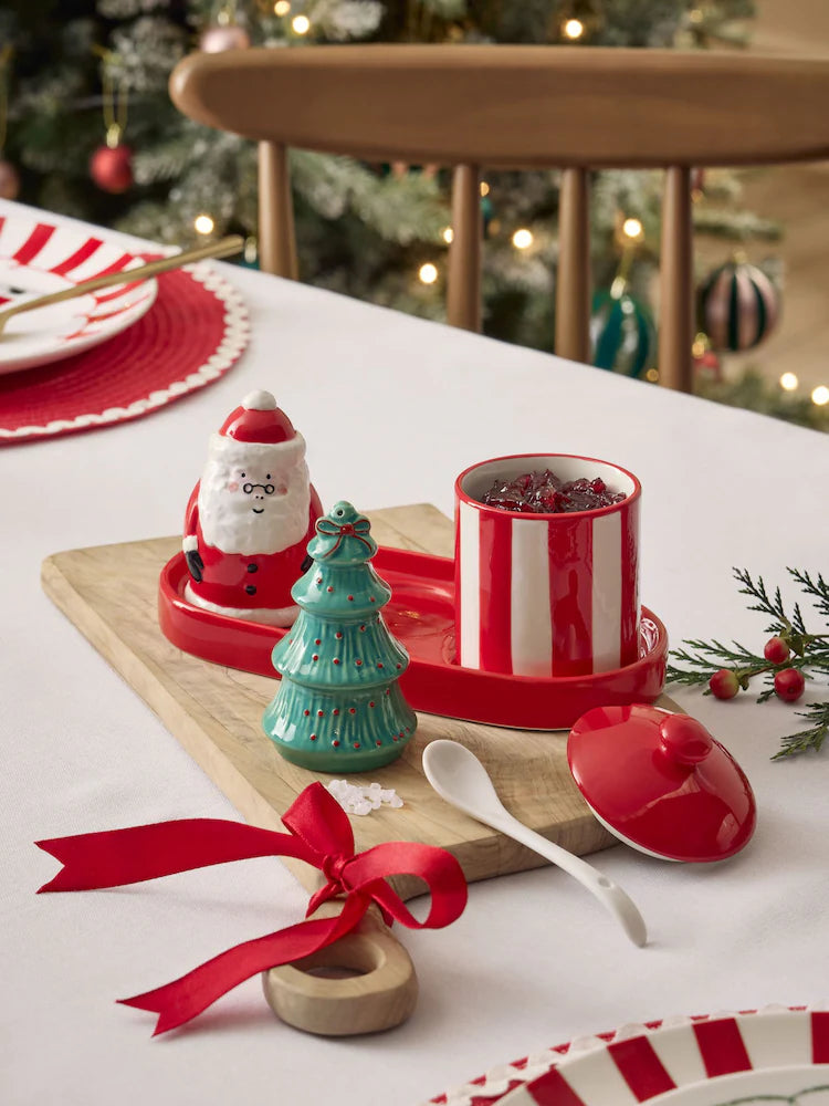 Next Uk Red Santa Centrepiece with Salt and Pepper Shakers AW2-341