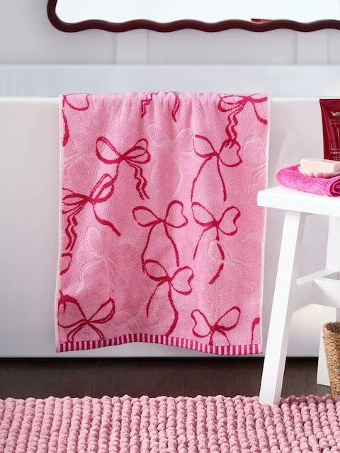 Next Uk Pink Bow 100% Cotton Towel AU0-012