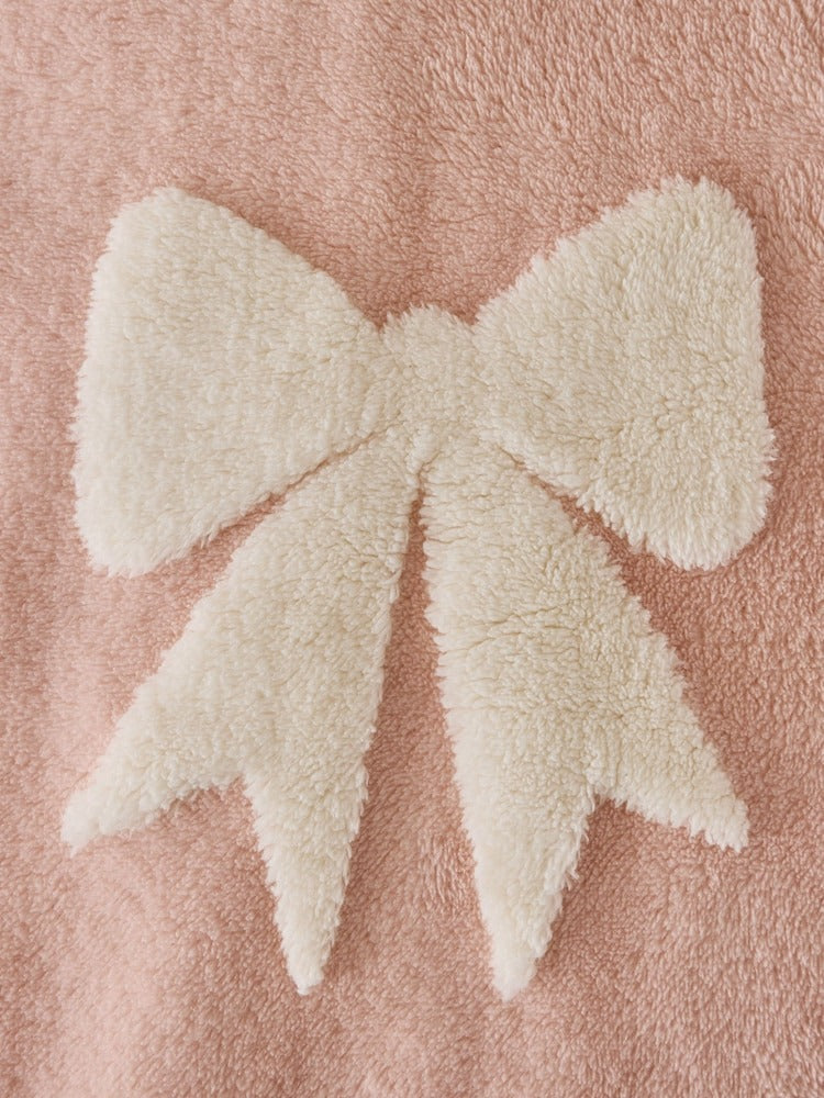 Next Uk Pink Carved Fleece Bows Throw AR9-162