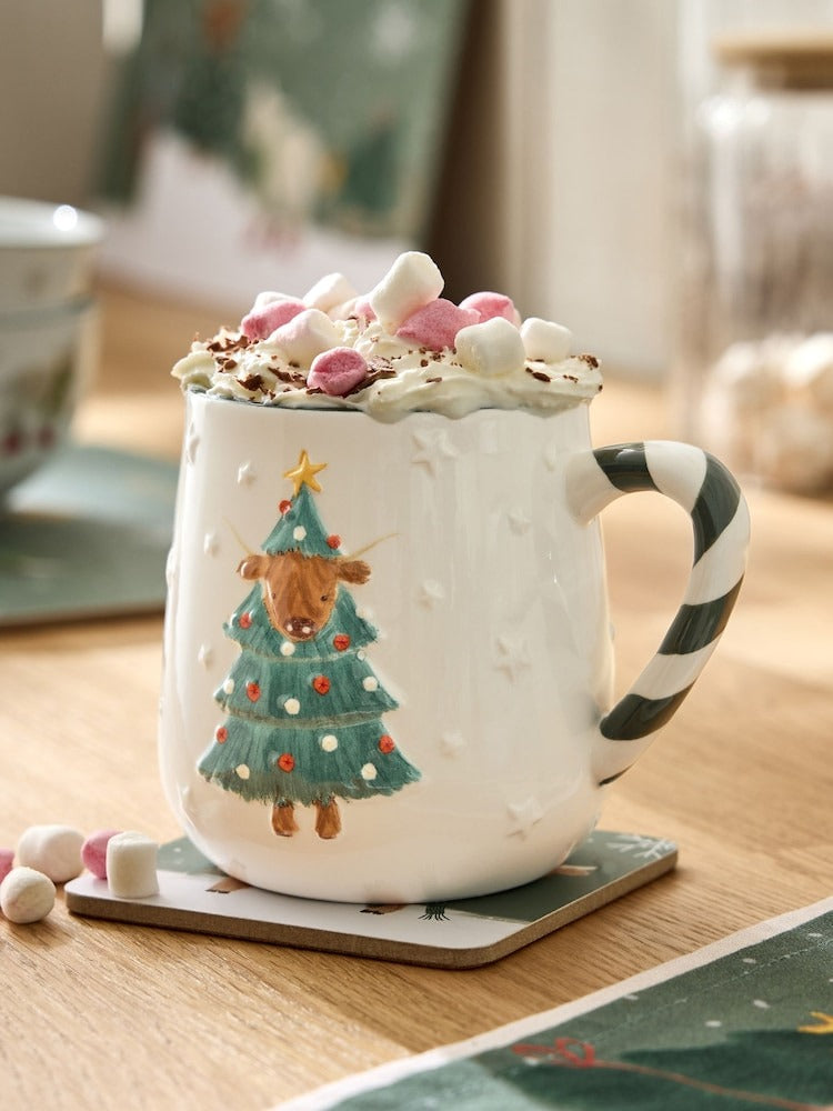 Next Uk Natural Christmas Hamish Mug AW2-549