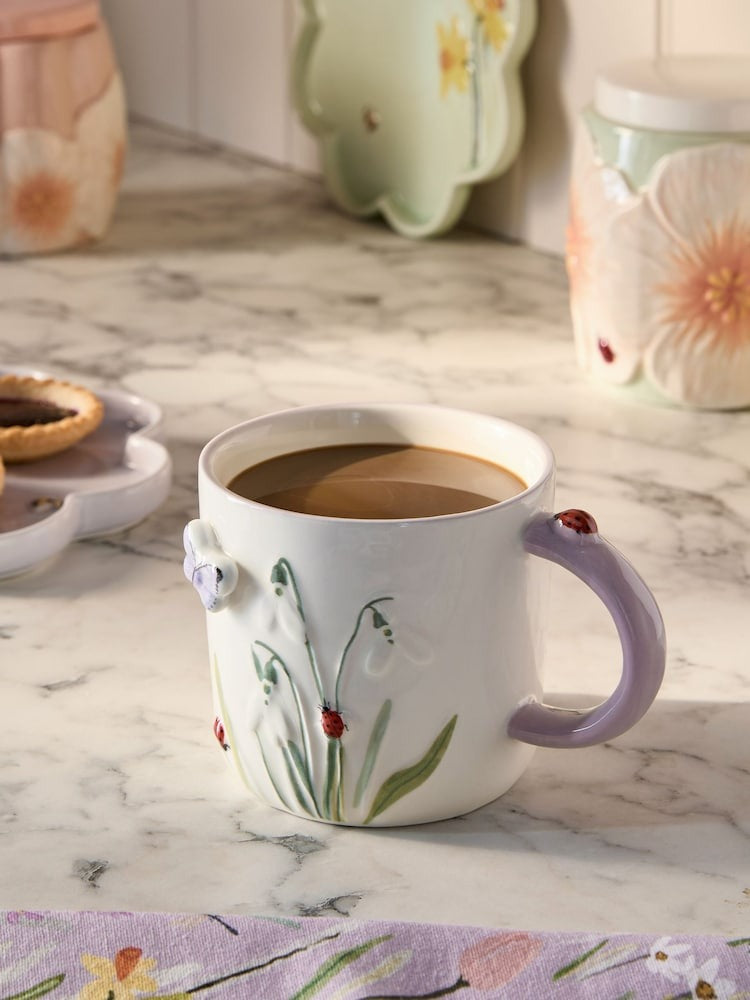Next Uk Purple Floral Wildlife Mug E07-051