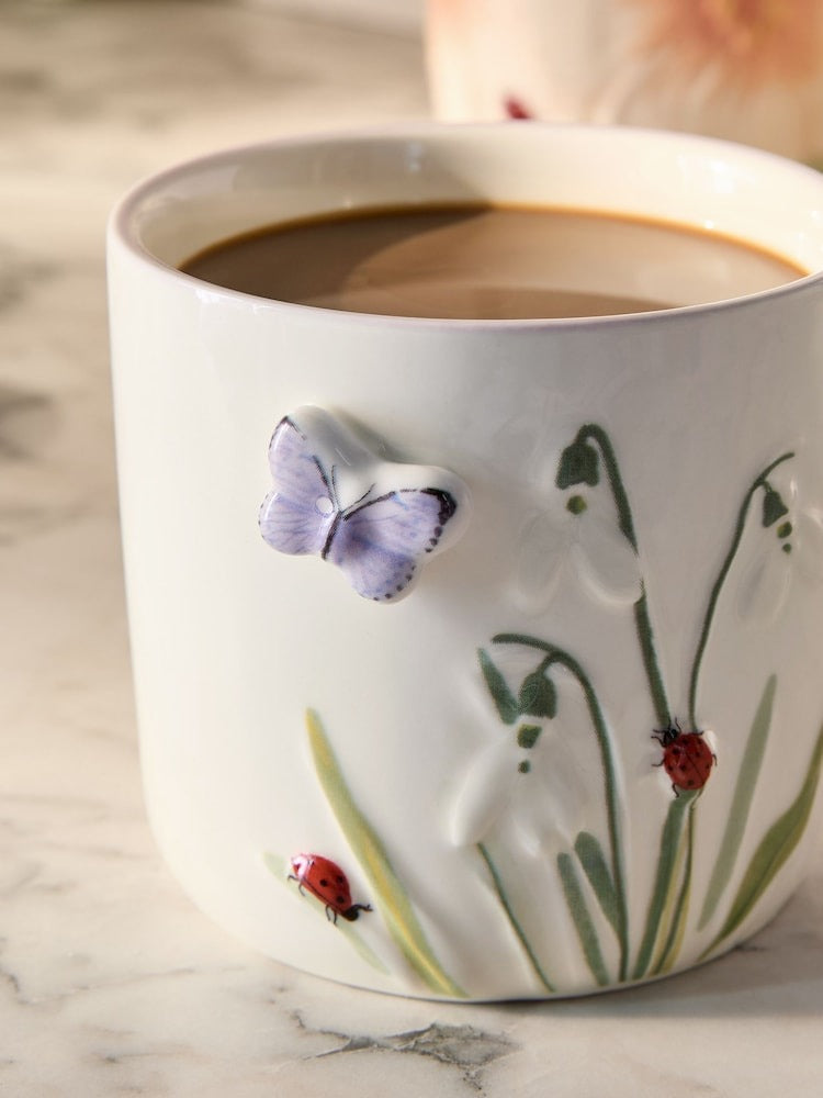 Next Uk Purple Floral Wildlife Mug E07-051