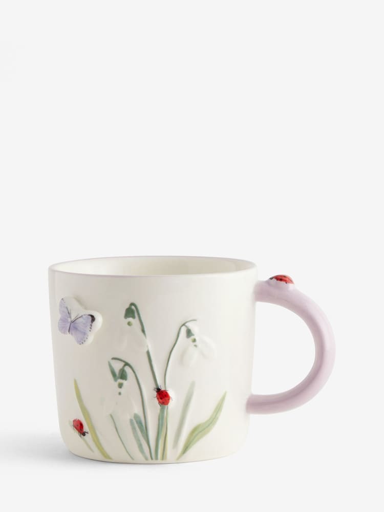 Next Uk Purple Floral Wildlife Mug E07-051