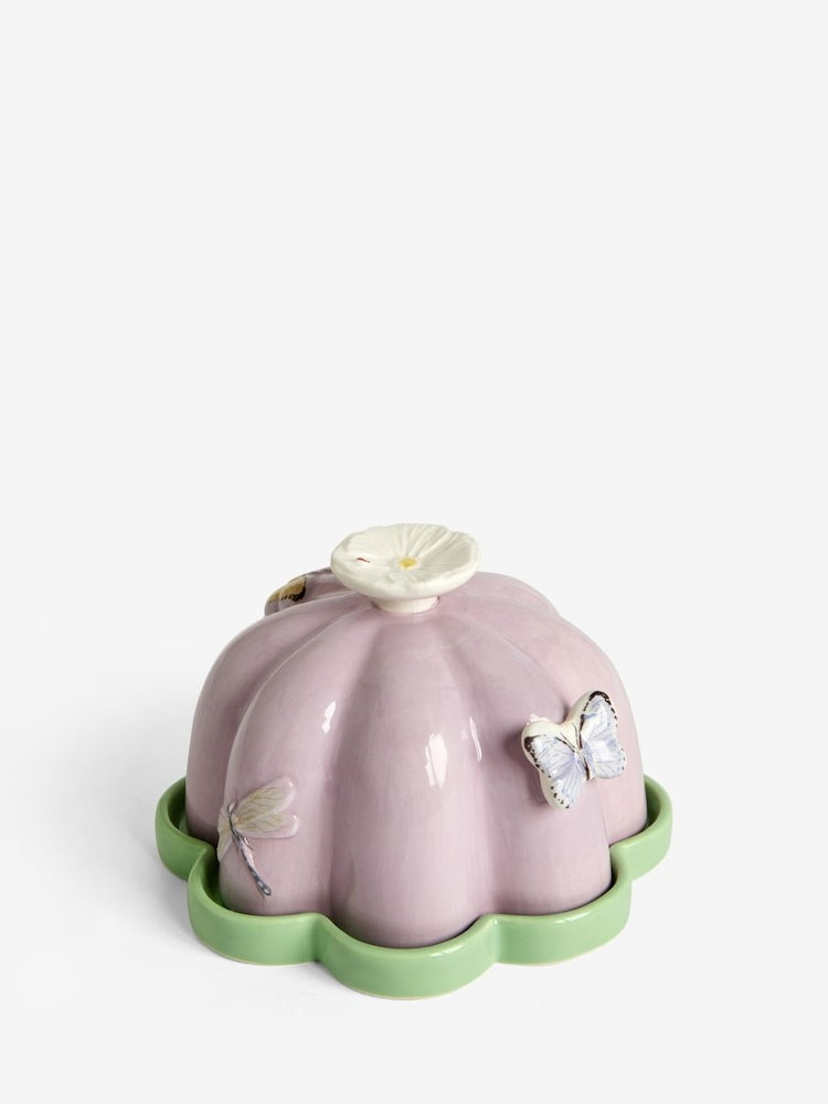 Next Uk Purple Floral Wildlife Butter Dish