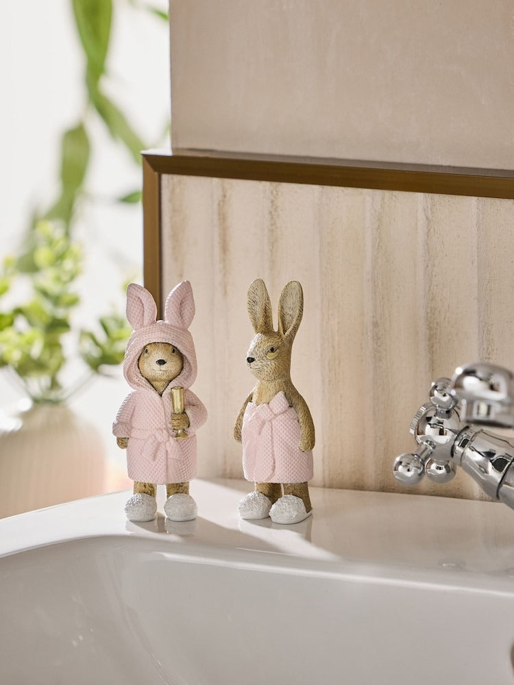 Next Uk Set of 2 Pink Rosie Rabbit Spa Set of 2 Ornaments F64-141