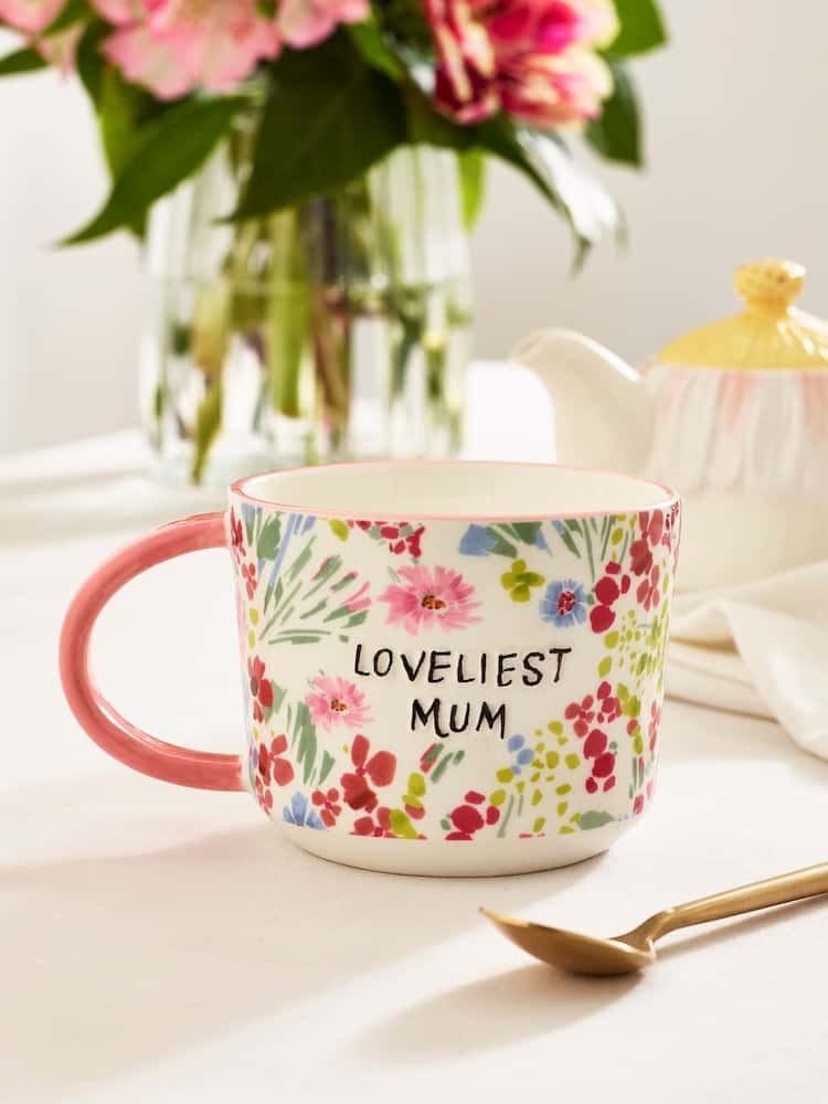 Next Uk Pink Floral Loveliest Mum Mug T54-147