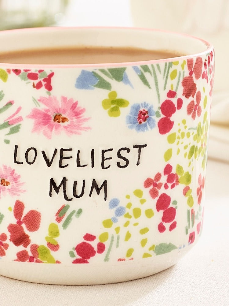 Next Uk Pink Floral Loveliest Mum Mug T54-147