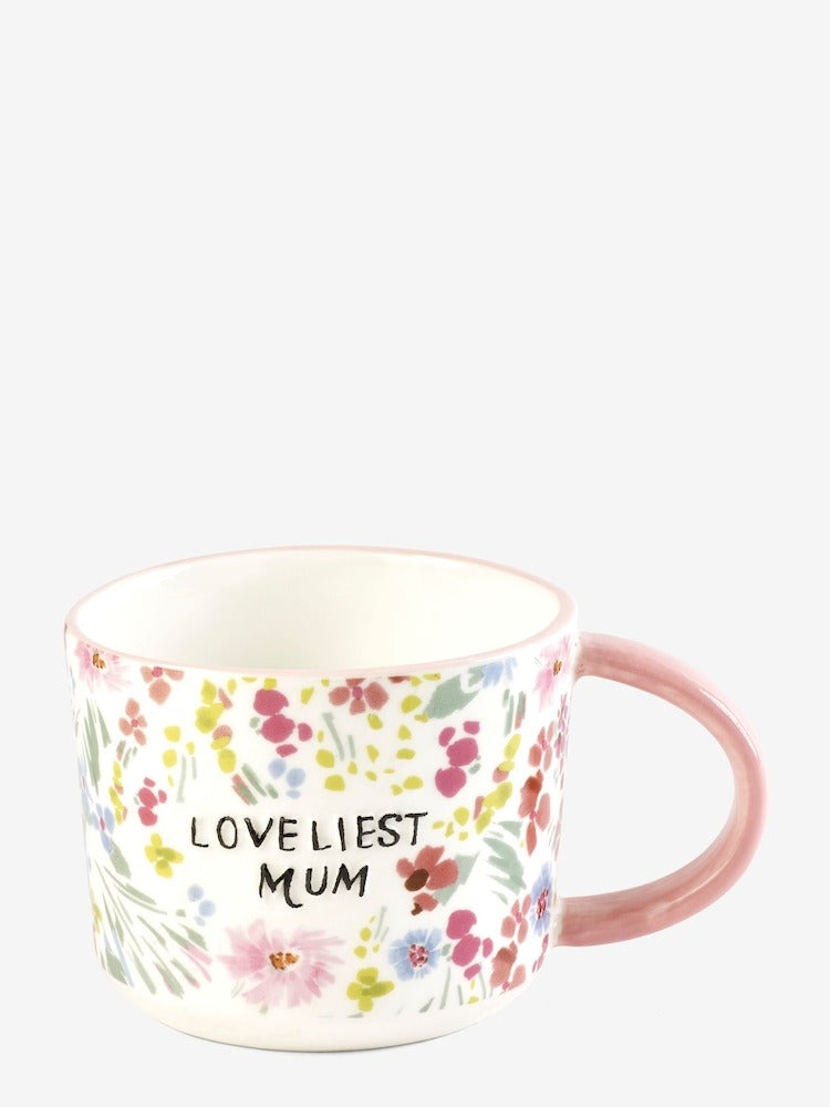 Next Uk Pink Floral Loveliest Mum Mug T54-147