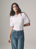 Next Uk The Set 3 Pack Puff Sleeve T-Shirts Black/White/Black and White Stripe