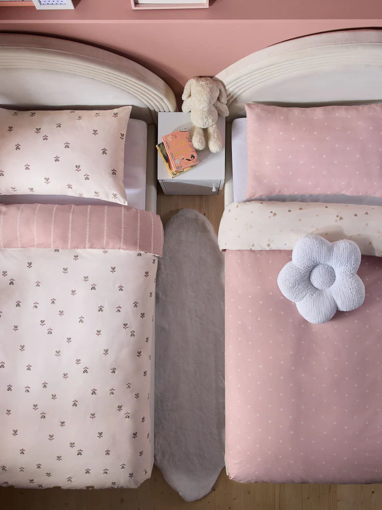 Next Uk 2 Pack Natural Hearts Duvet Cover and Pillowcase Set