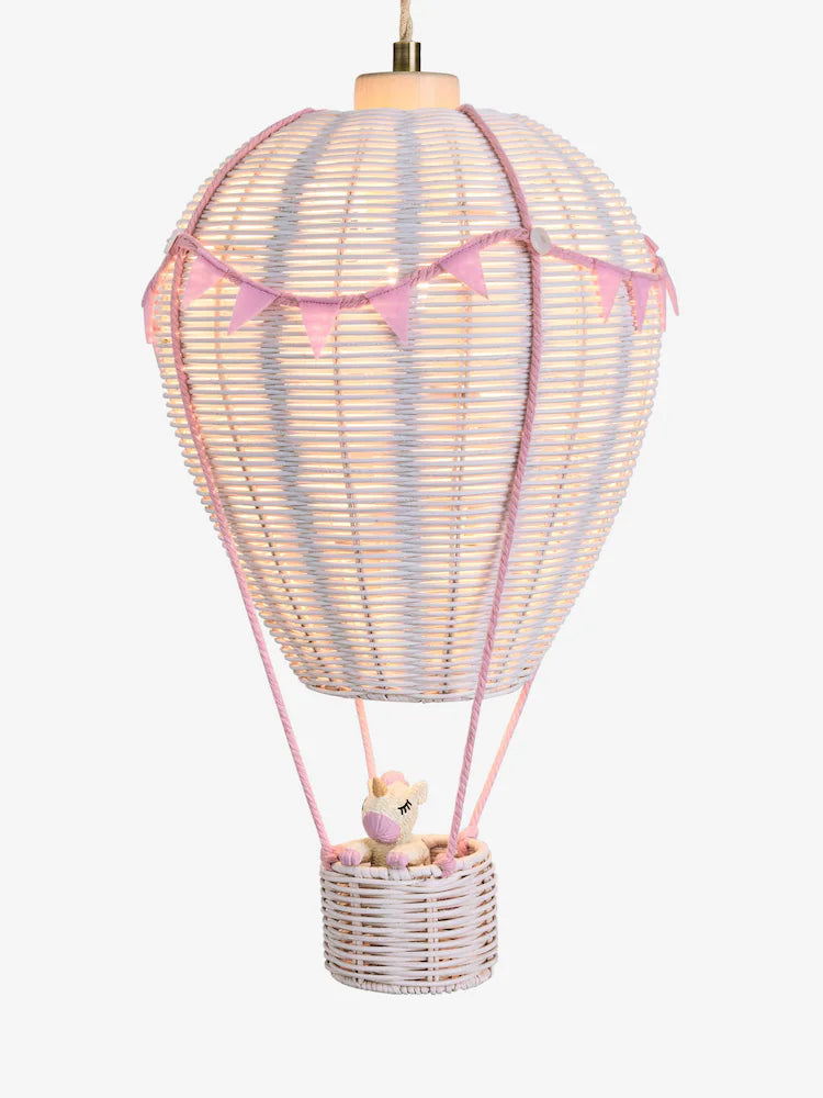 Preorder White and Pink Unicorn Hot Air Balloon Easy Fit Ceiling Light Shade