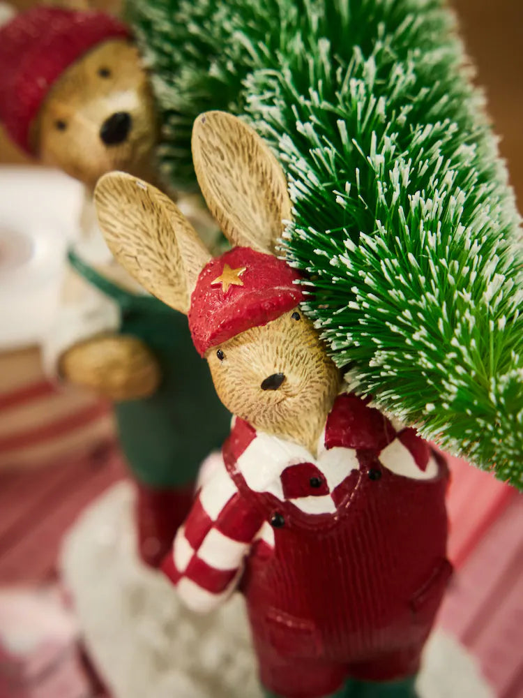 Set of 2 Natural Bertie Bear and Rosie the Rabbit Halloween Decorations
