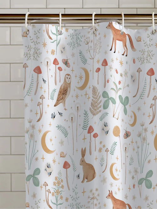 Catherine Lansfield White Enchanted Twilight Animal Shower Curtain