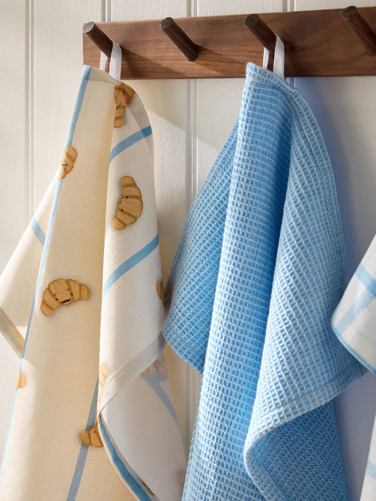 Next UK Set of 3 Blue Claude the Croissant Tea Towels