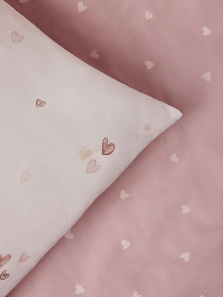 Next Uk 2 Pack Natural Hearts Duvet Cover and Pillowcase Set