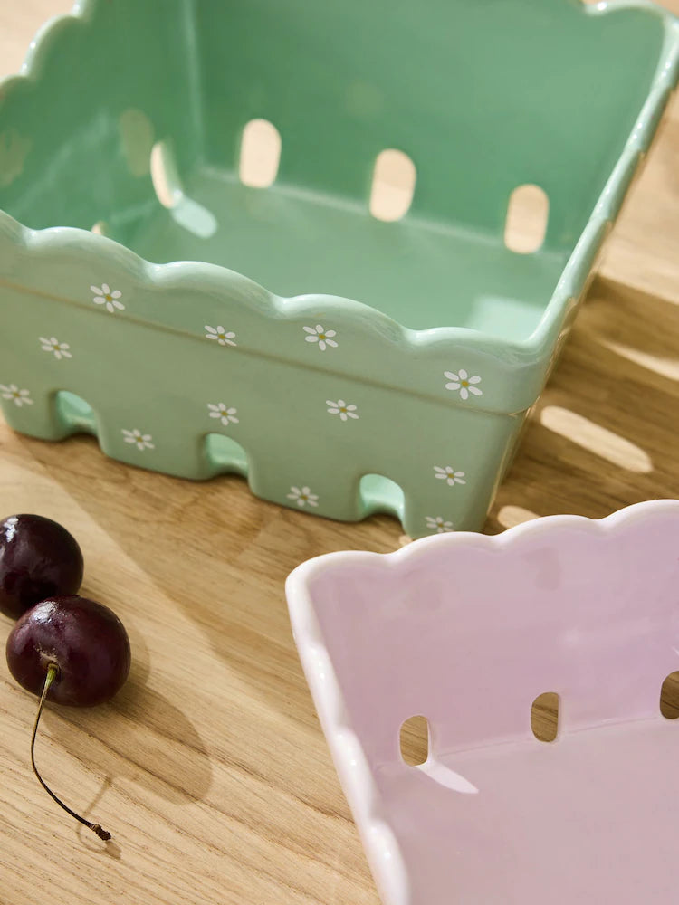 Next Uk Set of 2 Green floral Berry Storage Baskets