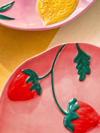 Preorder Set of 2 Pink and Yellow Loreto Fruit Side Plates