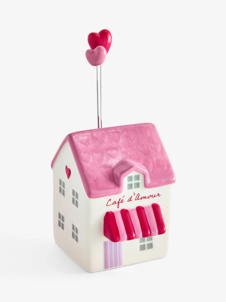 Next Uk Pink/ White Ceramic Mini House Ornament