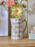 Next Uk Lilac/White Maisie Gingham Floral Ceramic Jug Vase