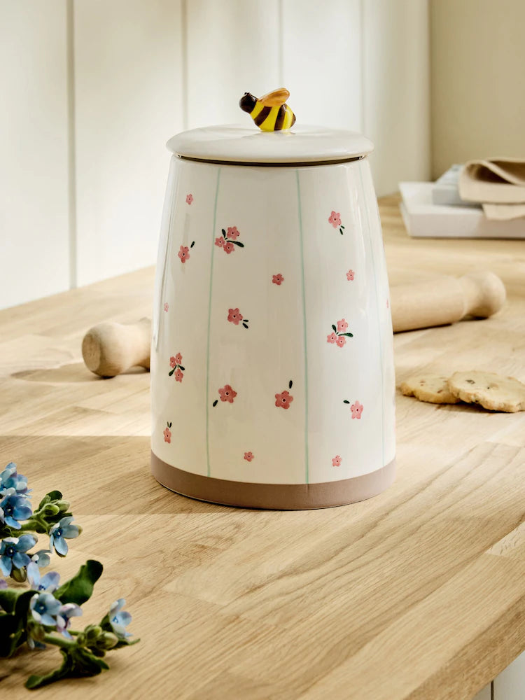 Next Uk Natural Floral Ceramic Biscuit Jar