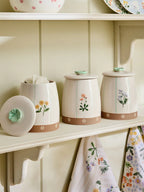 Next Uk Set of 3 Natural Floral Ceramic Storage Jars