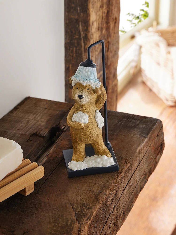 Next Uk Natural Bertie Bear Shower Bathroom Ornament (h12.5cm)