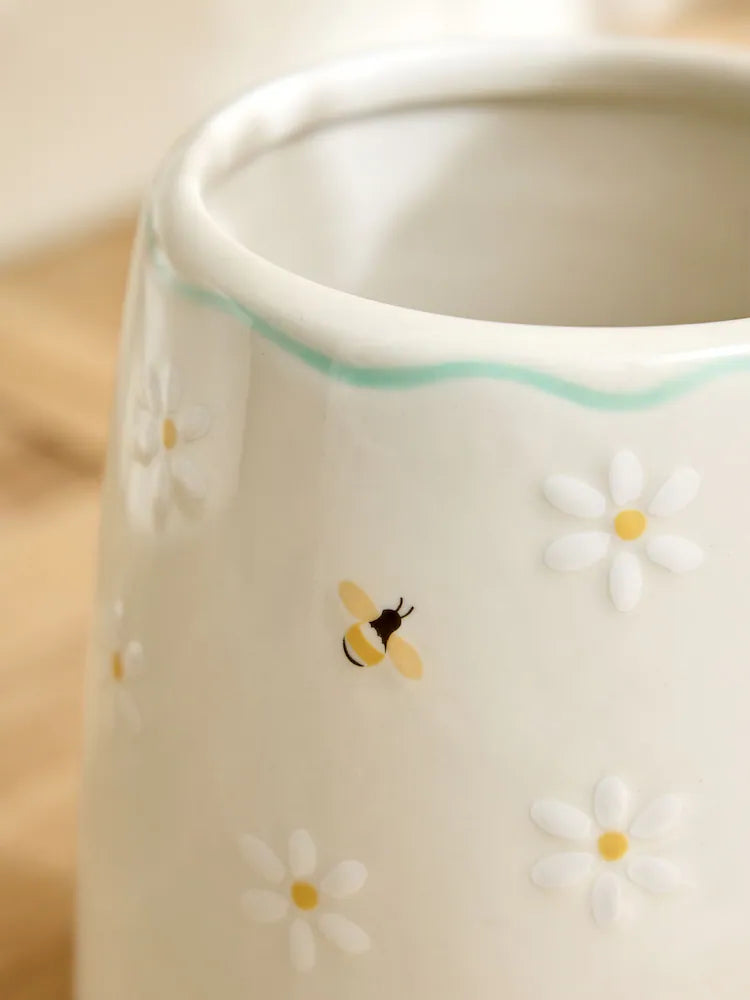 Next Uk Natural Floral Ceramic Utensil Pot