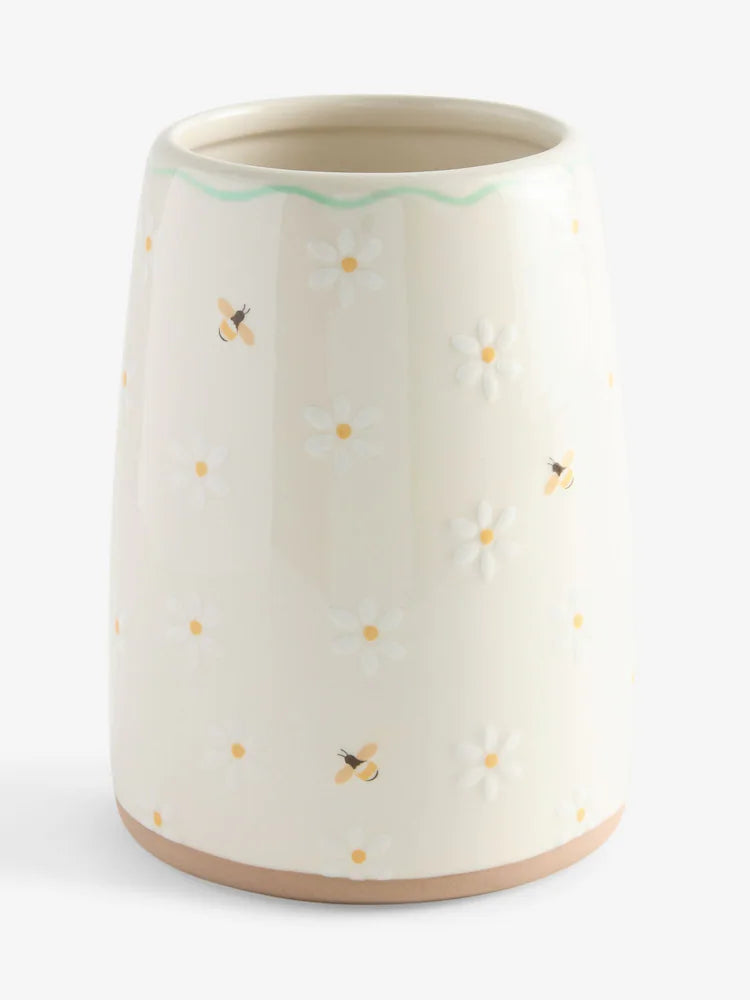 Next Uk Natural Floral Ceramic Utensil Pot