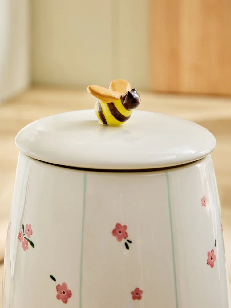 Next Uk Natural Floral Ceramic Biscuit Jar