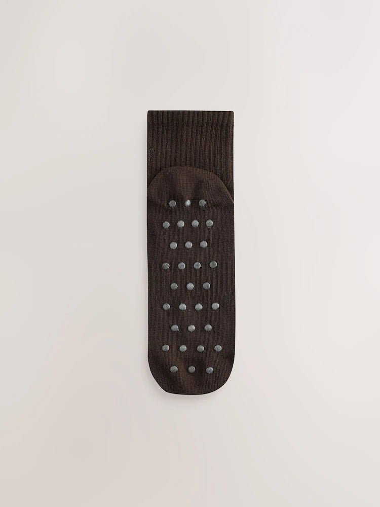 self. Black/Pink/Mocha Brown Cropped Ankle Embroidered Logo Gripper Socks 3 Pack