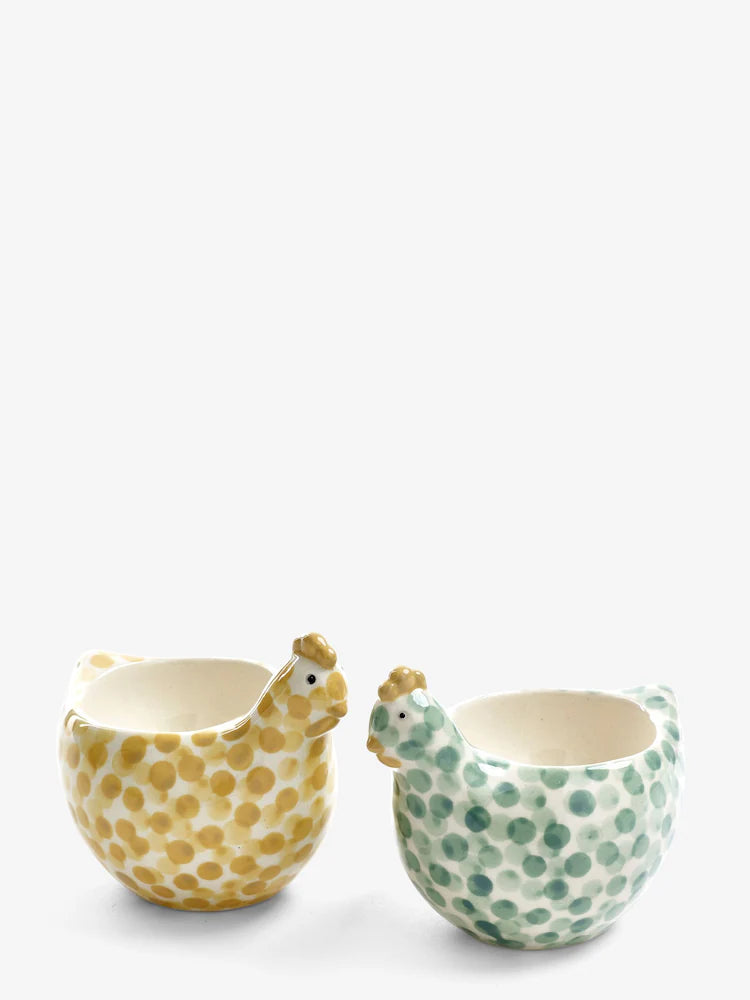 Next Uk Set of 2 Sage Green Pat and Peggy Chicken Egg Cups