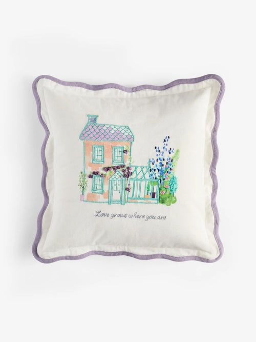 Next Uk Lilac Purple 35 X 35cm Mother's Day Embroidered Greenhouse Cushion