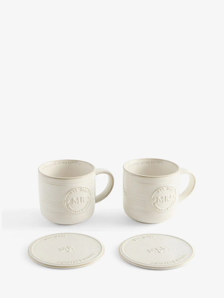 Next Uk Natural Est. 2026 Country Wedding Mr and Mrs Mug Set
