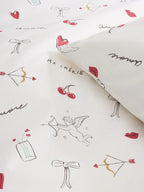 Next Uk Red/Black Heart Bows Reversible Duvet Cover and Pillowcase Set