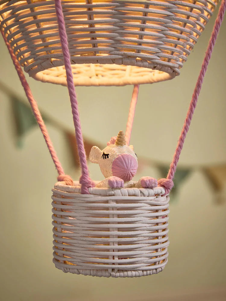 Preorder White and Pink Unicorn Hot Air Balloon Easy Fit Ceiling Light Shade