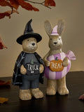 Set of 2 Natural Bertie Bear and Rosie the Rabbit Halloween Decorations