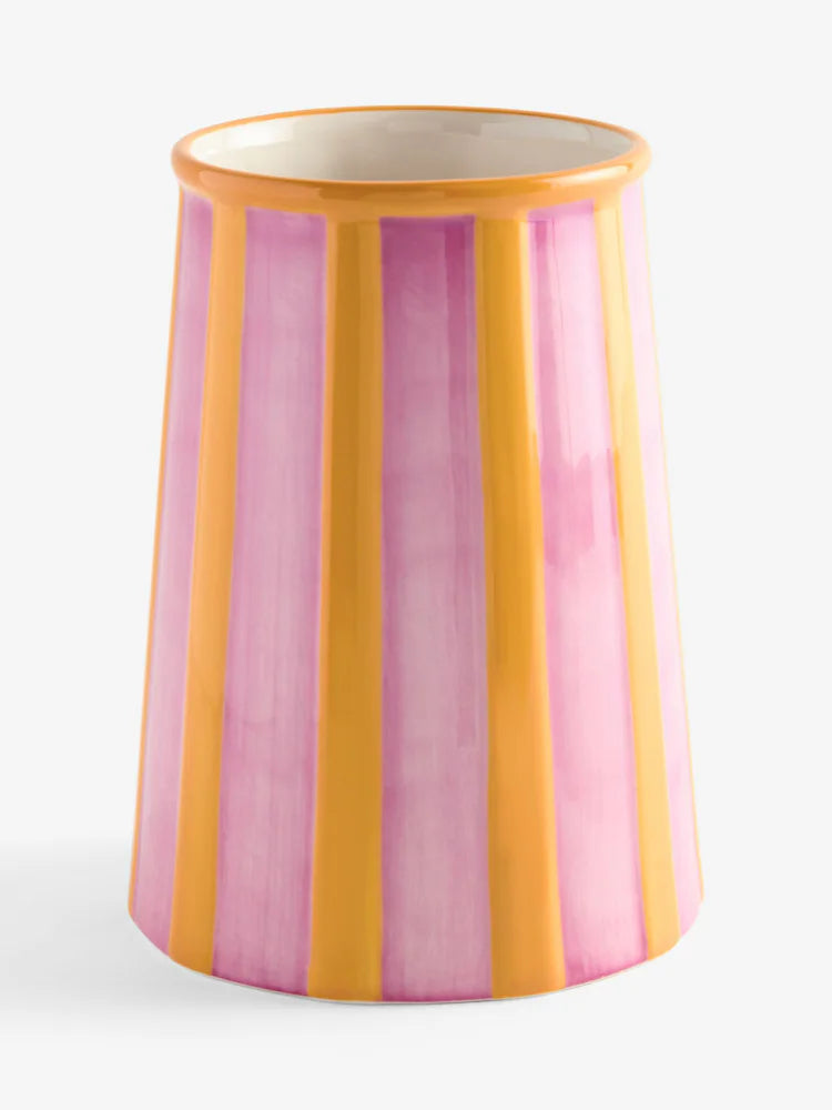 Pink Stripe Utensil Pot