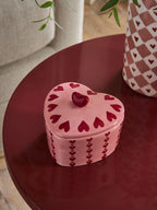 Next Uk Pink Ceramic Heart Trinket Pot (Height 8cm Diameter 9.5cm)