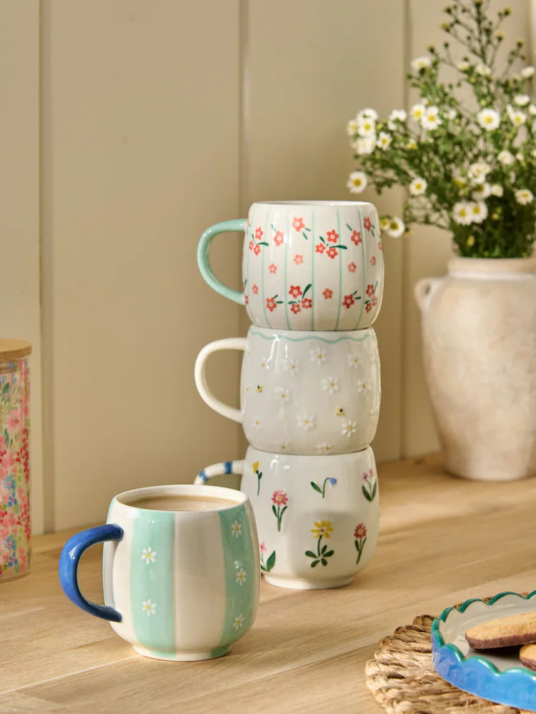 Next Uk Set of 4 Multi Maisie Floral Stacking Mugs