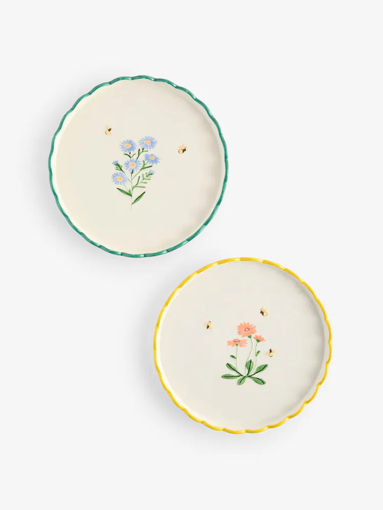 Next Uk Set of 2 Blue and Pink Maisie Floral Print Side Plates
