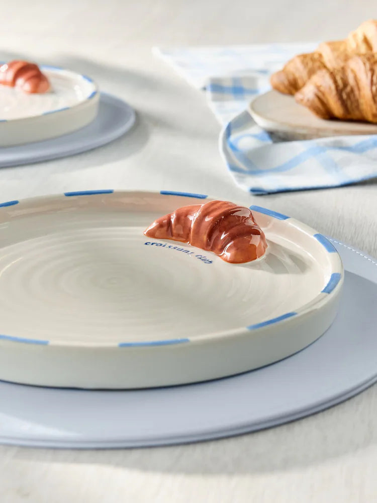 Next Uk Set of 2 Blue and White Claude Croissant Side Plates