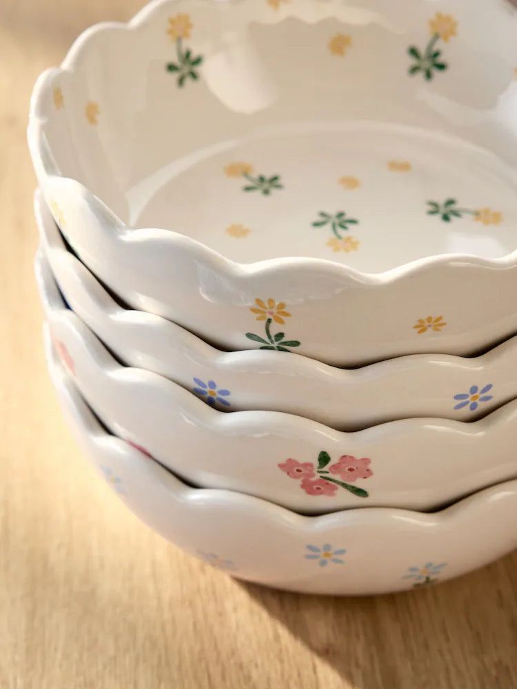 Next Uk Set of 4 White Maisie Floral Stacking Nibble Bowls