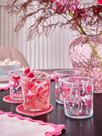 Next Uk Set of 4 Pink Heart and Bow Tumbler Glasses (H=8cm)