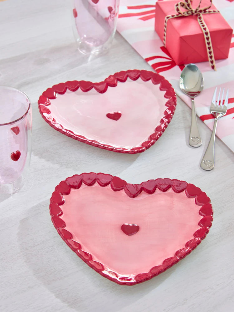 Next Uk Set of 2 Pink Heart Side Plates
